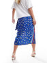 Фото #9 товара Never Fully Dressed Jaspre wrap midaxi skirt co-ord in blue bandana print