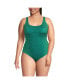 Фото #1 товара Plus Size Chlorine Resistant X-Back High Leg Soft Cup Tugless Sporty One Piece