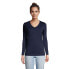 Фото #10 товара Women's Tall Relaxed Supima Cotton Long Sleeve V-Neck T-Shirt