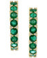 ფოტო #3 პროდუქტის EFFY® Emerald (2-3/4 ct. t.w.) & Diamond (1/6 ct. t.w.) Hoop Earrings in 14k Gold