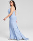 ფოტო #4 პროდუქტის Trendy Plus Size Glitter-Knit Ruched Gown