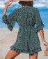 ფოტო #3 პროდუქტის Women's Green-and-White Polka Dot Front Tie Cutout Romper