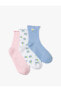 Çiçekli 3'lü Soket Çorap Seti Fırfır Detaylı Çok Renkli