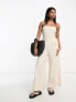 Фото #1 товара ASOS DESIGN bandeau linen look jumpsuit with detachable straps in oatmeal