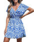 Фото #1 товара Women's V-Neck Dolman Sleeve Mini Beach Dress