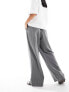 Stradivarius Petite tailored pull on trouser in grey pinstripe