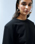 Фото #4 товара ASOS DESIGN cotton crew neck long sleeve top with shoulder pads in black