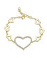 ფოტო #1 პროდუქტის Cubic Zirconia Heart Halo Charm Kids/Teens Bracelet in Sterling Silver