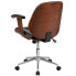 Фото #2 товара Mid-Back Black Leather Executive Wood Swivel Chair With Arms