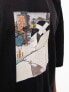 Фото #5 товара TOPMAN X ASHMOLEAN extreme oversized fit t-shirt with Woodblock Bokashi print in black