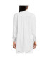 Women's Petite Linen Roll Sleeve Oversized Relaxed Tunic Top