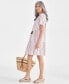 Фото #3 товара Women's Stripe Split-Neck Tiered Dress, Created for Macy's