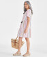 Фото #3 товара Women's Stripe Split-Neck Tiered Dress, Created for Macy's