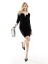 Pimkie velvet plunge mini dress in black