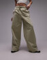 Фото #1 товара Topshop casual draw cord waist straight leg trouser in stone