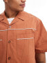 Фото #5 товара ASOS DESIGN co-ord short sleeve boxy oversized shirt with piping in rust