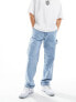 Jack & Jones loose fit carpenter jeans in light blue wash