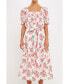 Фото #1 товара Women's Floral Print Linen Midi Dress
