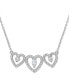 ფოტო #1 პროდუქტის White Topaz (1/2 ct. t.w.) & Diamond (1/5 ct. t.w.) Triple Heart 18" Statement Necklace in Sterling Silver