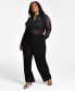 Фото #1 товара Trendy Plus Size Mesh-Top Jumpsuit