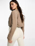 Фото #7 товара Stradivarius cropped linen blazer in taupe