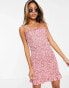 Фото #3 товара Topshop shirred floral mini dress in pink