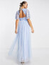 Maya Bridesmaid flutter sleeve sequin maxi dress in blue