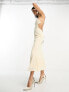 ASOS DESIGN elasticated strappy midi dress with open back in ivory