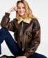 Juniors' Faux-Fur-Collar Bomber Jacket