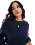 Threadbare crew neck cropped jumper in navy