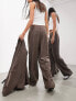 Фото #7 товара ASOS EDITION wide leg trouser in brown pinstripe