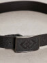 ASOS DESIGN real leather embossed buckle belt in black