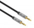 Manhattan Stereo Audio 3.5mm Cable - 1m - Male/Male - Slim Design - Black/Silver - Premium with 24 karat gold plated contacts and pure oxygen-free copper (OFC) wire - Lifetime Warranty - Polybag - 3.5mm - Male - 3.5mm - Male - 1 m - Black - Silver