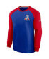Men's Royal and Red New England Patriots Historic Raglan Crew Performance Sweater