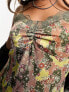 Фото #3 товара Daisy Street slip mini cami dress in retro print satin with lace trim
