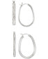 ფოტო #1 პროდუქტის 2-Pc. Brushed and Polished Oval Hoop Earrings Set in 14k Gold Over Sterling Silver and Sterling Silver