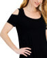 ფოტო #3 პროდუქტის Women's Short Sleeve Scoop-Neck Cold-Shoulder Top, Created for Macy's