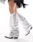 Azalea Wang Shawnee foldover sparkly western boot in silver