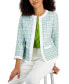 Фото #3 товара Women's Plaid Framed Open-Front 3/4-Sleeve Jacket