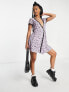 Фото #3 товара ASOS DESIGN Petite mini mesh wrap dress with lace trim in lilac daisy print