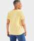 ფოტო #2 პროდუქტის Women's Striped Short-Sleeve Henley Top, Created for Macy's