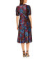 Women's Printed Velvet Twist-Neck Midi Dress