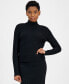 ფოტო #1 პროდუქტის Petite Diamond-Stitch Mock-Neck Sweater