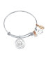 "Live Laugh Love" Flower Bangle Bracelet in Stainless Steel & Rose Gold-Tone with Silver Plated Charms