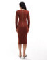 Closet London asymmetric pencil midi dress in rust