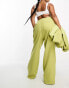 4th & Reckless Plus strap waist detail tailored trouser co-ord in green 50 - фото #6