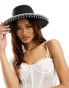 South Beach bridal wide brim hat with embellished trim in black