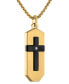 ფოტო #1 პროდუქტის Gold-Tone & Black IP Stainless Steel Diamond-Accent Cross 26" Pendant Necklace