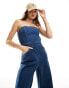 Wrangler corset denim jumpsuit in dark wash