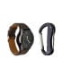 Men's Quartz Movement Black Leather Strap Analog Watch, 44mm and Carabiner Tool with Zippered Travel Pouch